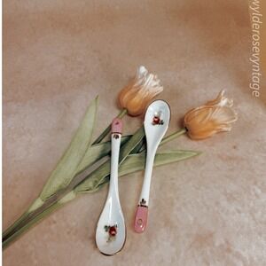 Hand Painted Floral Porcelain Tea Spoons‎
